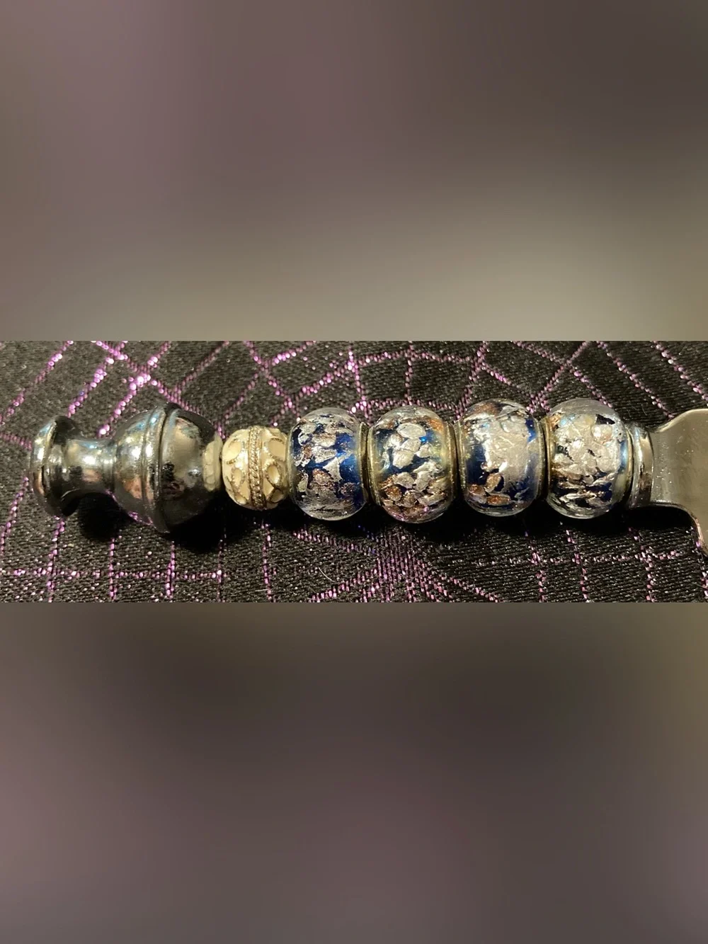 Dichroic Glass Beaded Handle Cheese Knife
